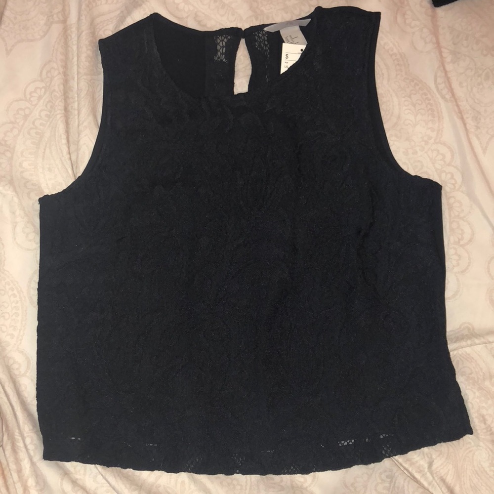 Black lace crop top